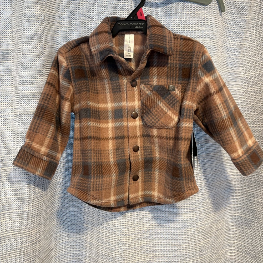 Modern Moments by Gerber Toddler Boy Microfleece Jacket/Shirt Size 18M NWT NEW